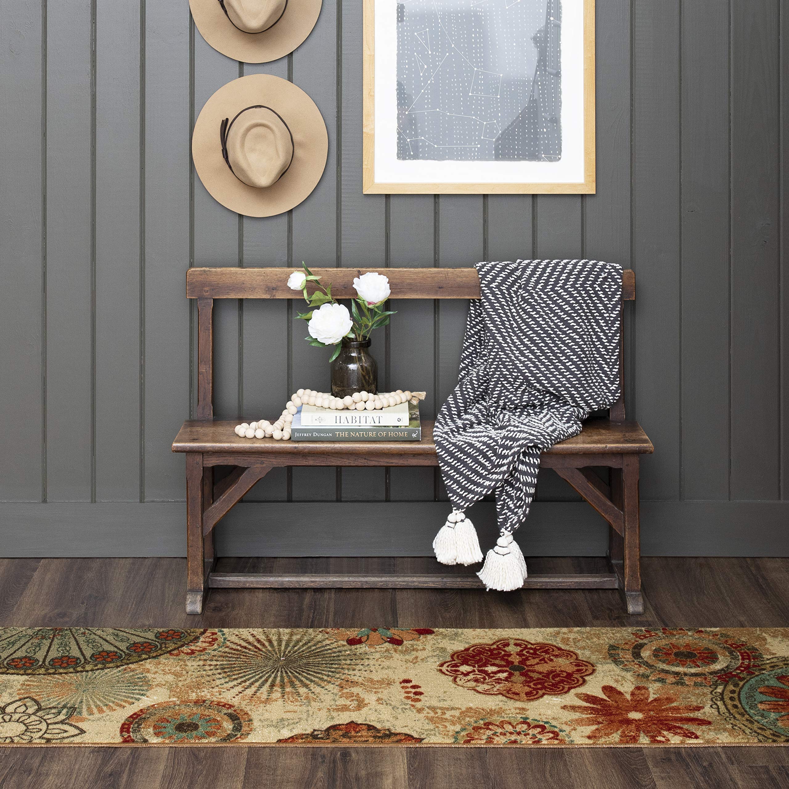 Mohawk Home Alexa Ornamental Floral Medallion 2' x 8' Area Rug - Perfect for Living Room, Dining Room, Office