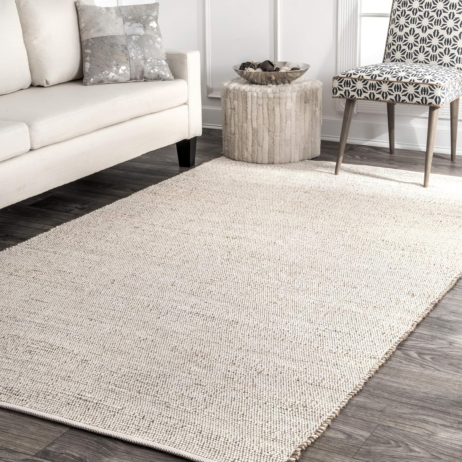 nuLOOM Elfriede Handwoven Solid Jute Area Rug, 3' x 5', Natural