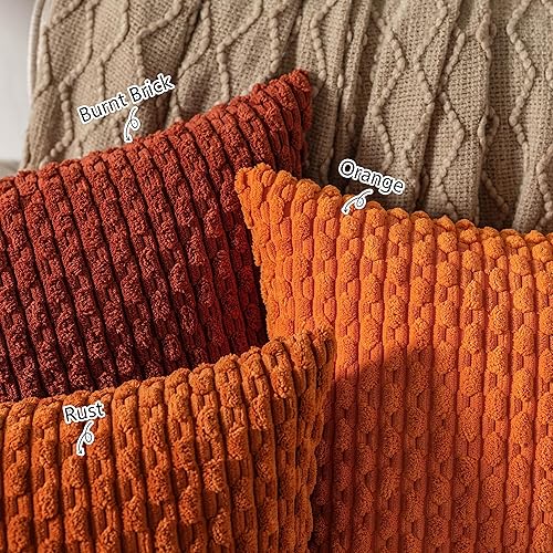 Miniatura 7 de UGASA - Funda de almohada decorativa de pana suave para otoño, 20 x 20 pulgadas, estilo bohemio, a rayas, decoración moderna del hogar para sofá,