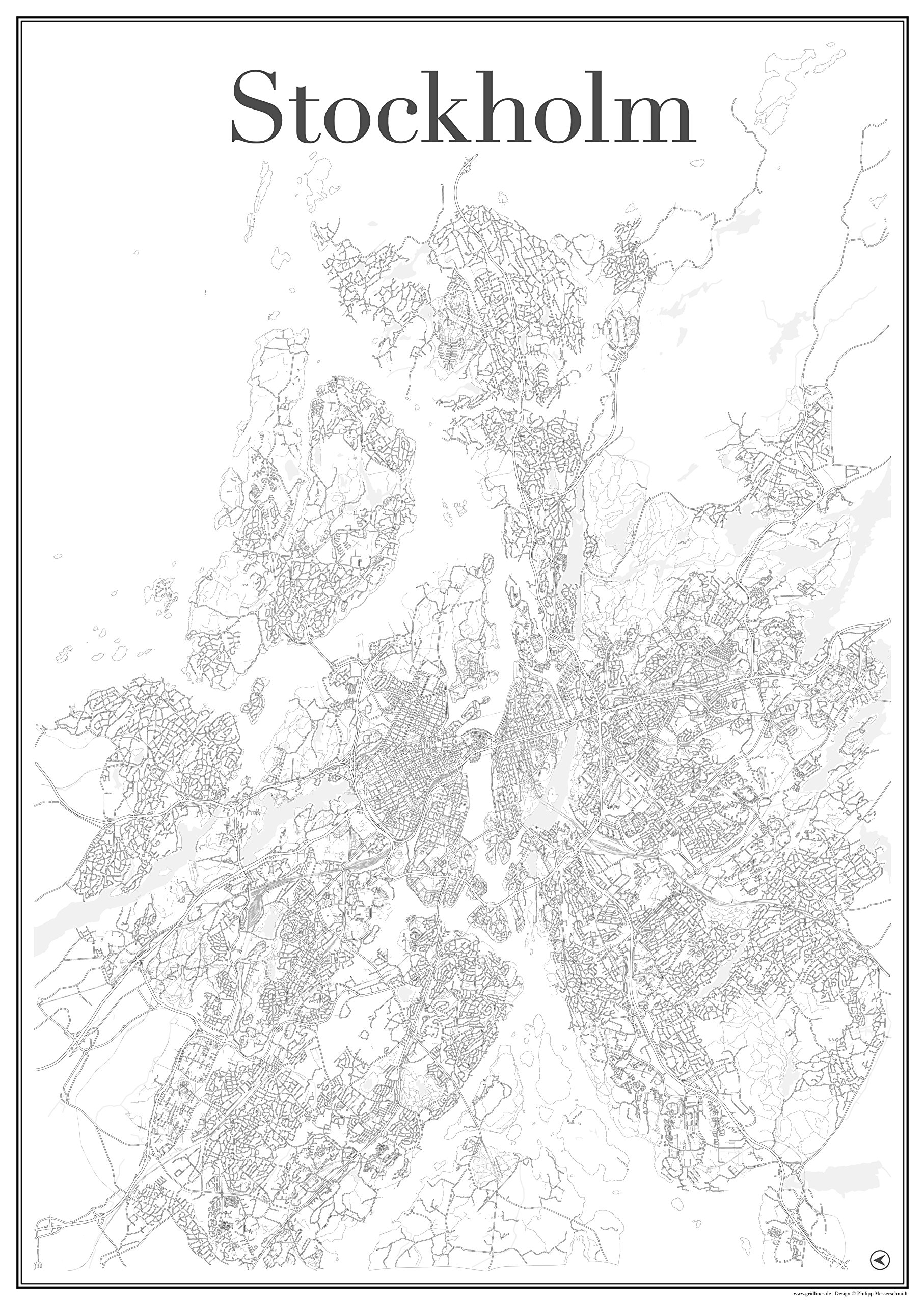 Poster de Stockholm plan de la ville affiche réseau routier impression d'art portrait DIN A1