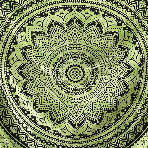 Vista 127 de Popular Handicrafts Tapestry Wall Hanging Hippie Ombre Mandala Bohemian HippyMetallic Shine Intricate Indian Tapestries Bedspread 84 x 90 Inches