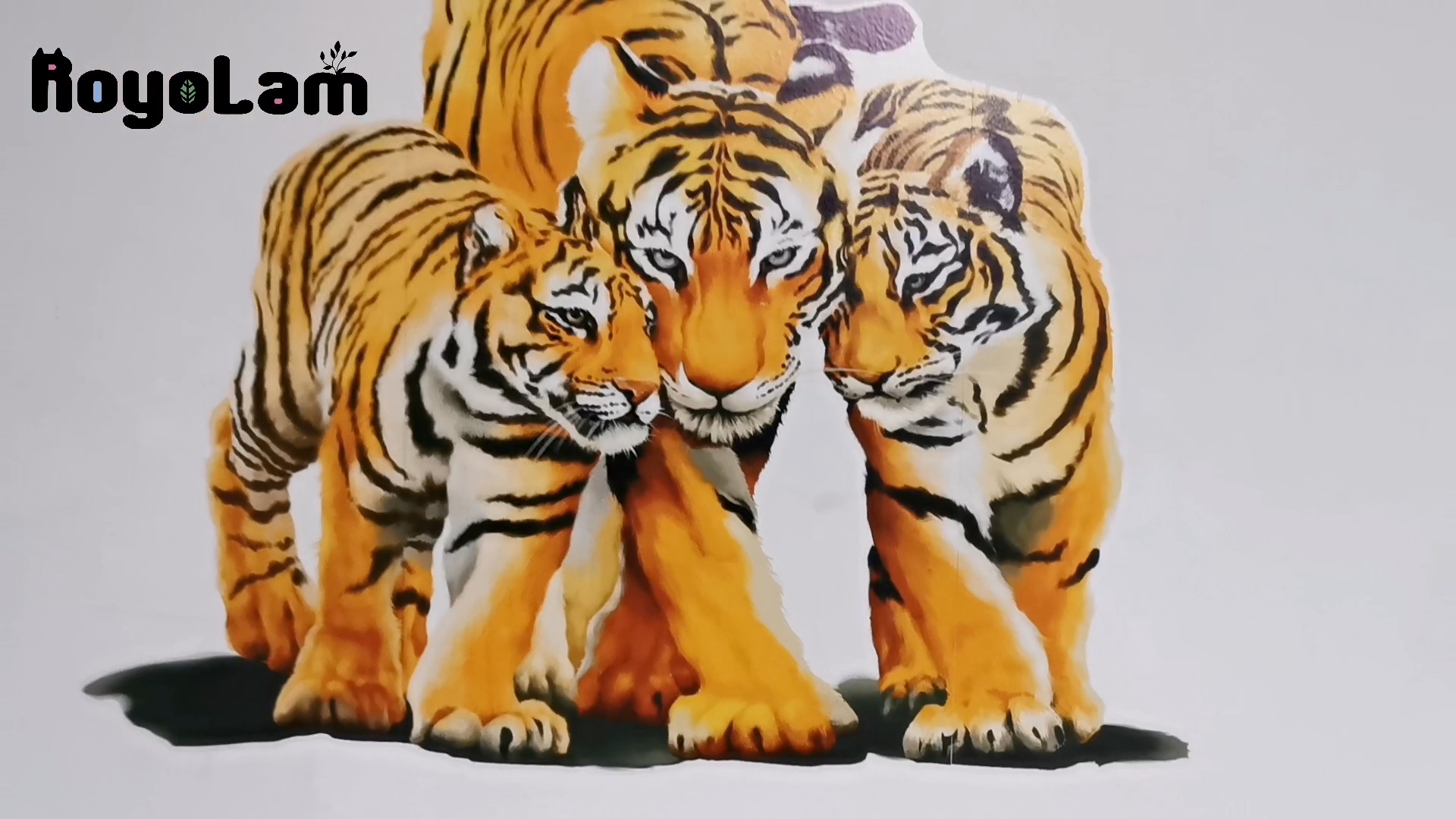 Vinilo decorativo caminando tigre con sus crías para pared miniatura 7