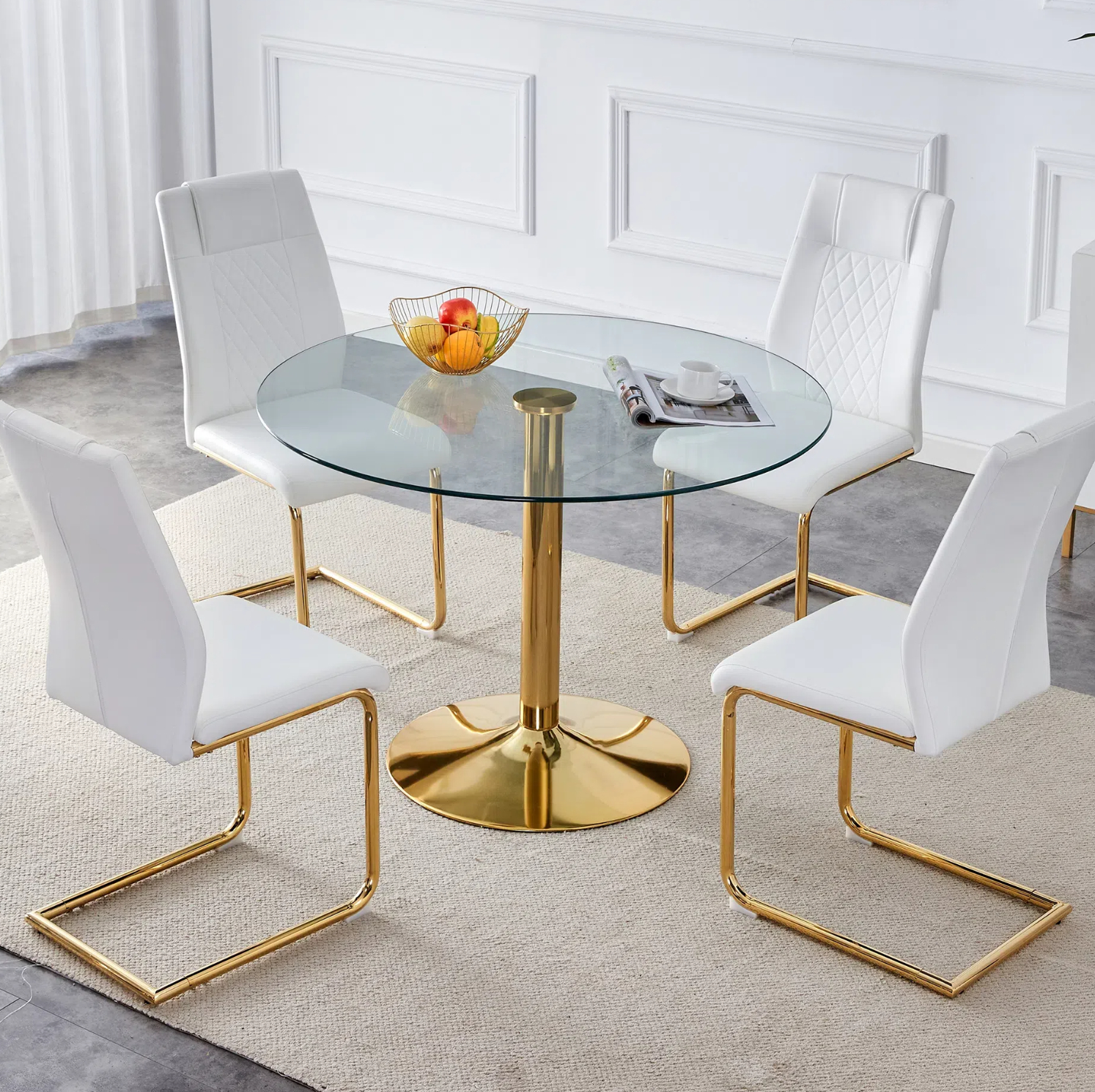Amazon.com - LUFTUT Round Glass Dining Table,40