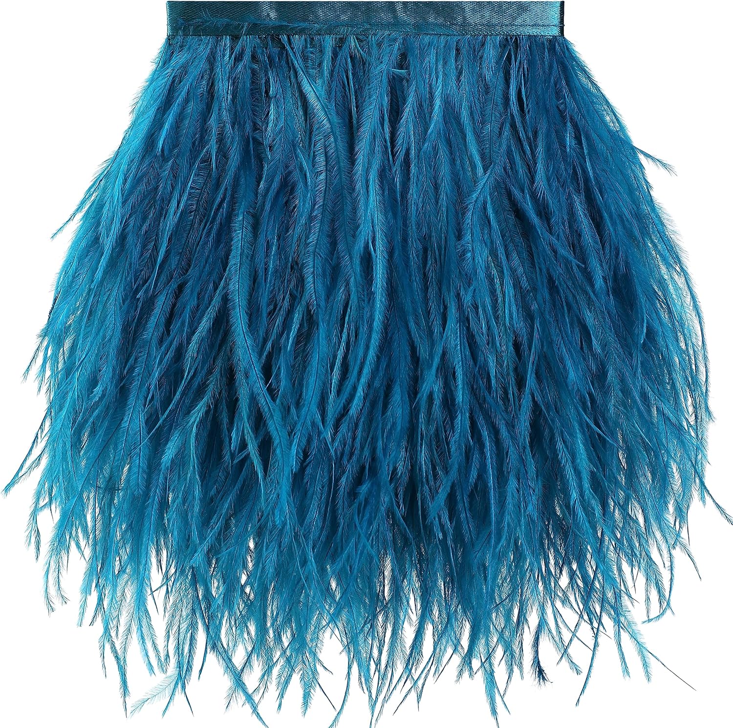 Soarer Turquoise Ostrich Feather Trim - 1.5Ply 4-5Inch 2Yards Feathers Fringe Trim for DIY Sewing Clothing,Halloween Home Party(1.5ply-Turquoise)