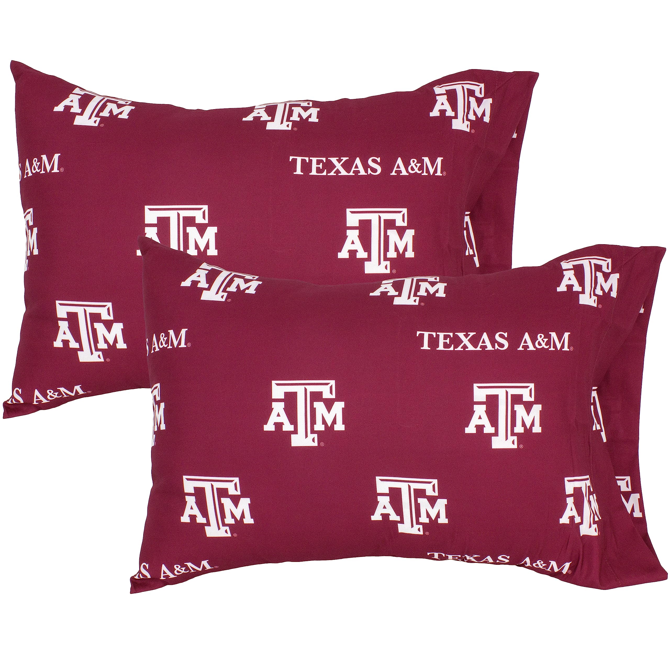 College Covers Everything Comfy Texas A&M Aggies Pillowcase Pair, Standard, 20" x 30", Includes 2 Pillowcases