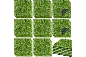 TURSTIN 30 Pieces Artificial Grass Mat 12x12 Artificial Grass Mat for DIY...
