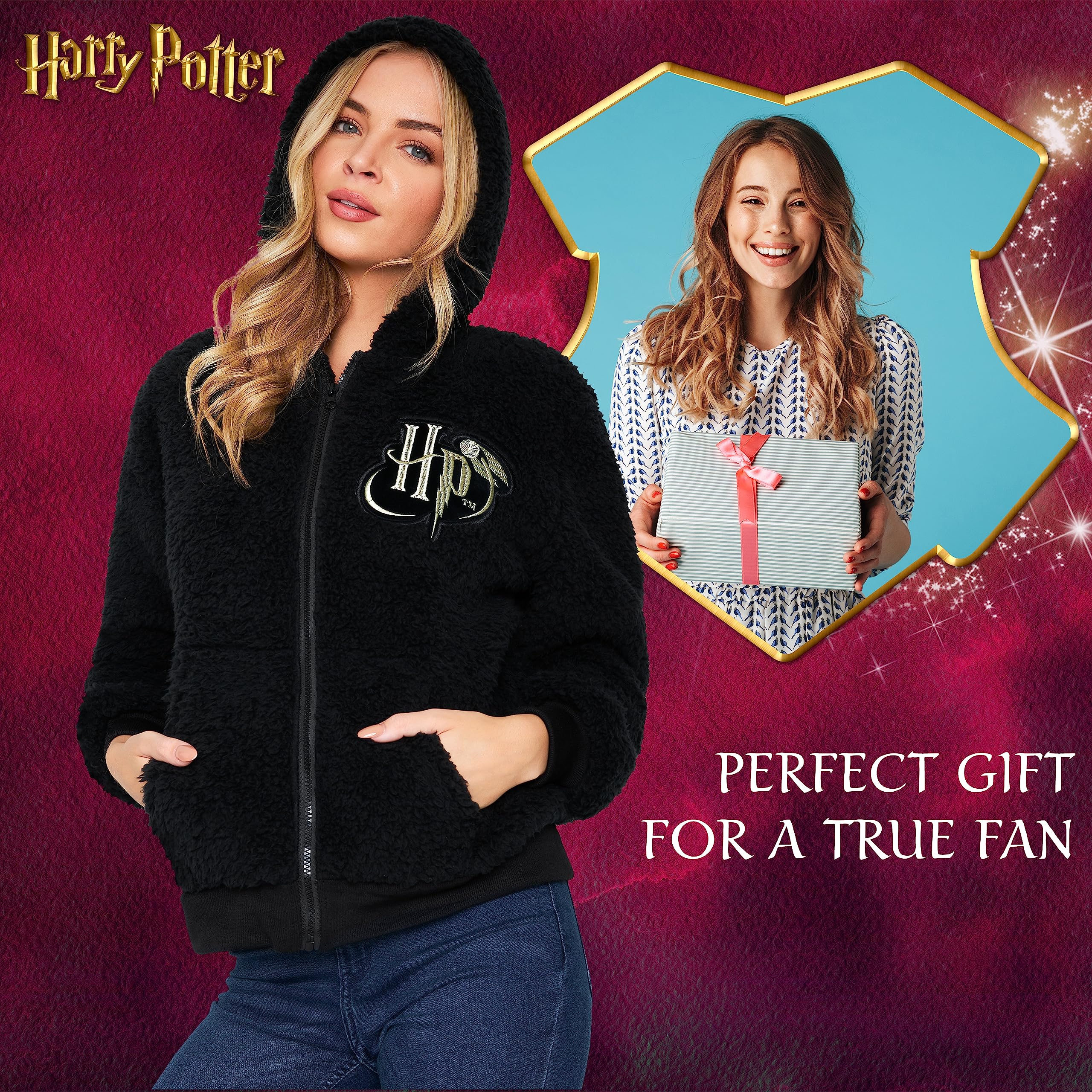 Harry Potter Felpa Bambina Ragazza con Zip, Felpa Invernale in Pile Teddy 7-18 Anni