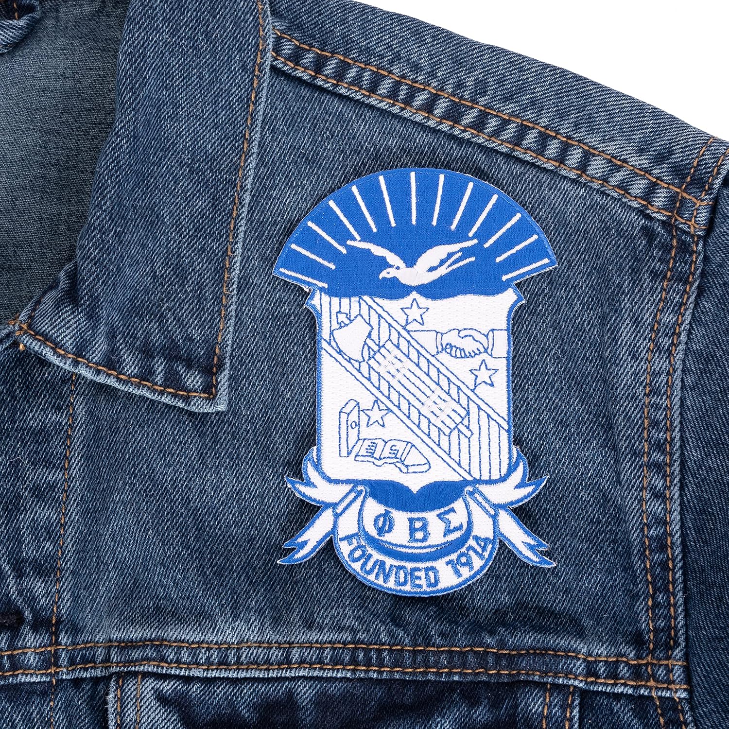 Desert Cactus Phi Beta Sigma Fraternity 4.85 inch Embroidered Appliqué Sew or Iron On Greek Blazer Jacket Pants Bag Sigma (4.85 Crest Patch) Multicolored (Pack of 2)
