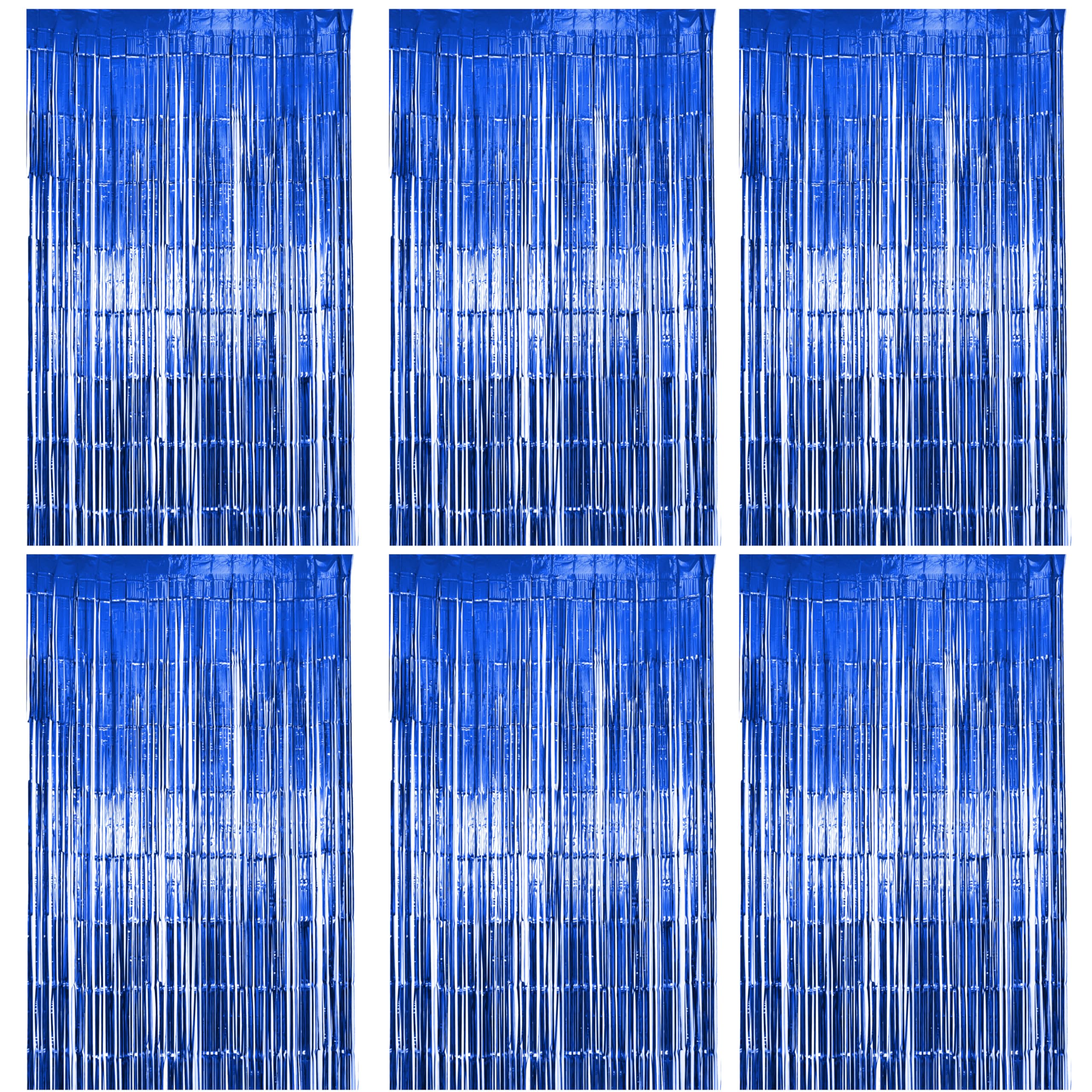 Hampton Distribution 6 Pack Blue Fringe Backdrop Curtains, Blue Streamers Party Backdrop, Party Decorations Supplies for Birthday, Holidays, Parties &amp; More
