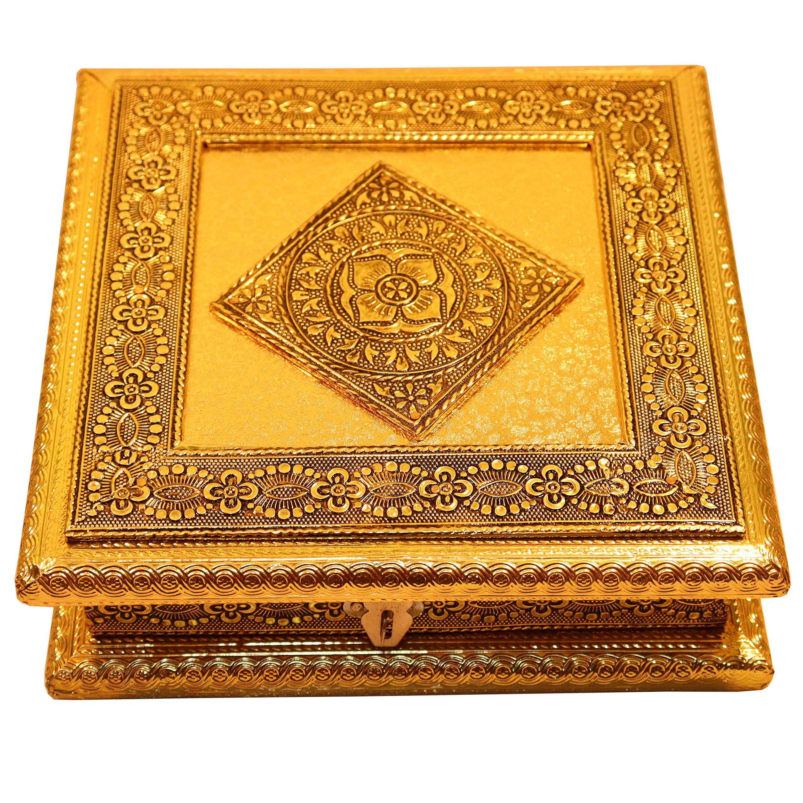 Elegant Wooden Dry Fruit Box - Gold -1 Elegant Wooden Dry Fruit Box - Gold -1