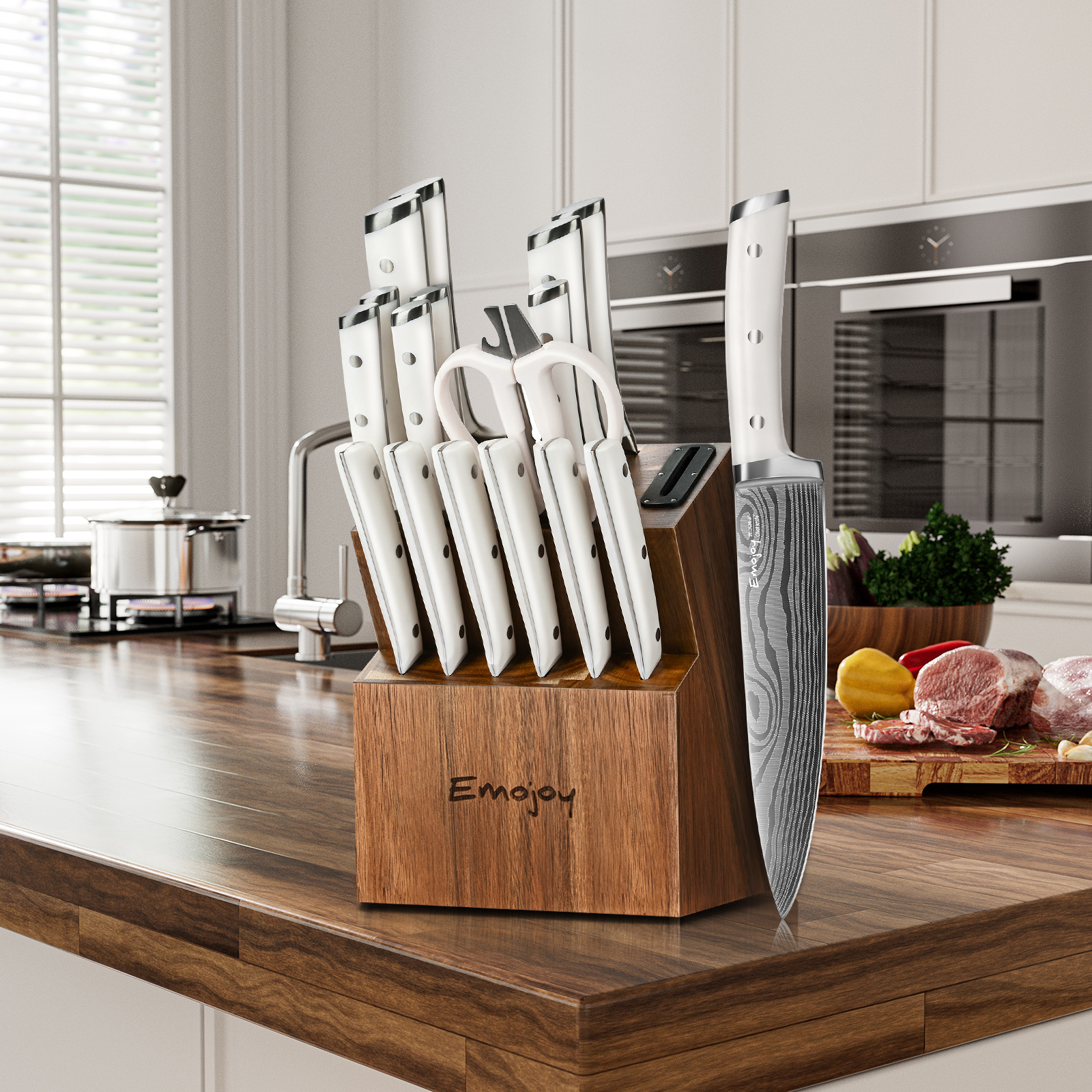 Amazon.com: Emojoy Knife Set, 18 Piece Kitchen Knife Set with