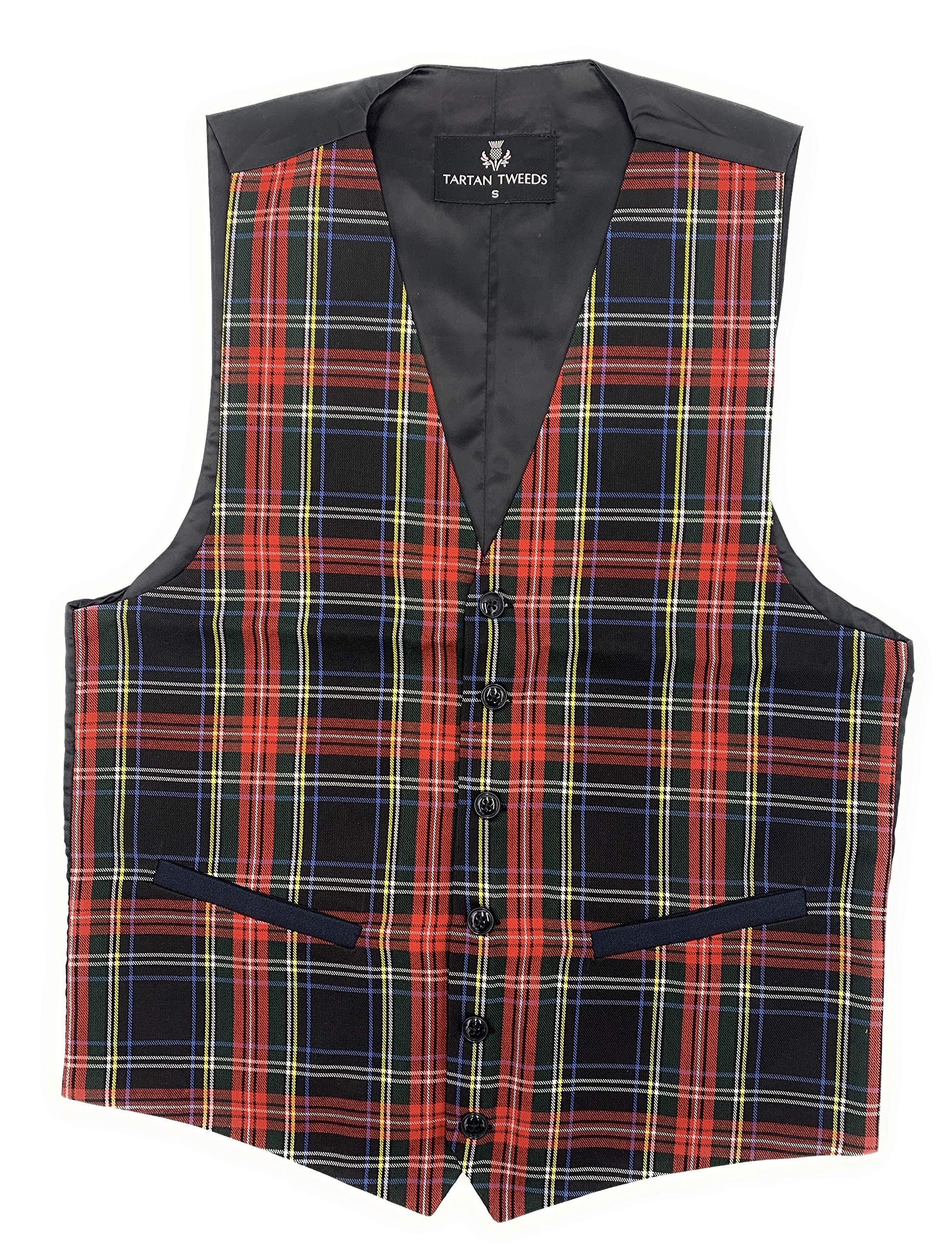 Tartan Tweeds Men's Black Stewart Tartan Waistcoat (Xxl)