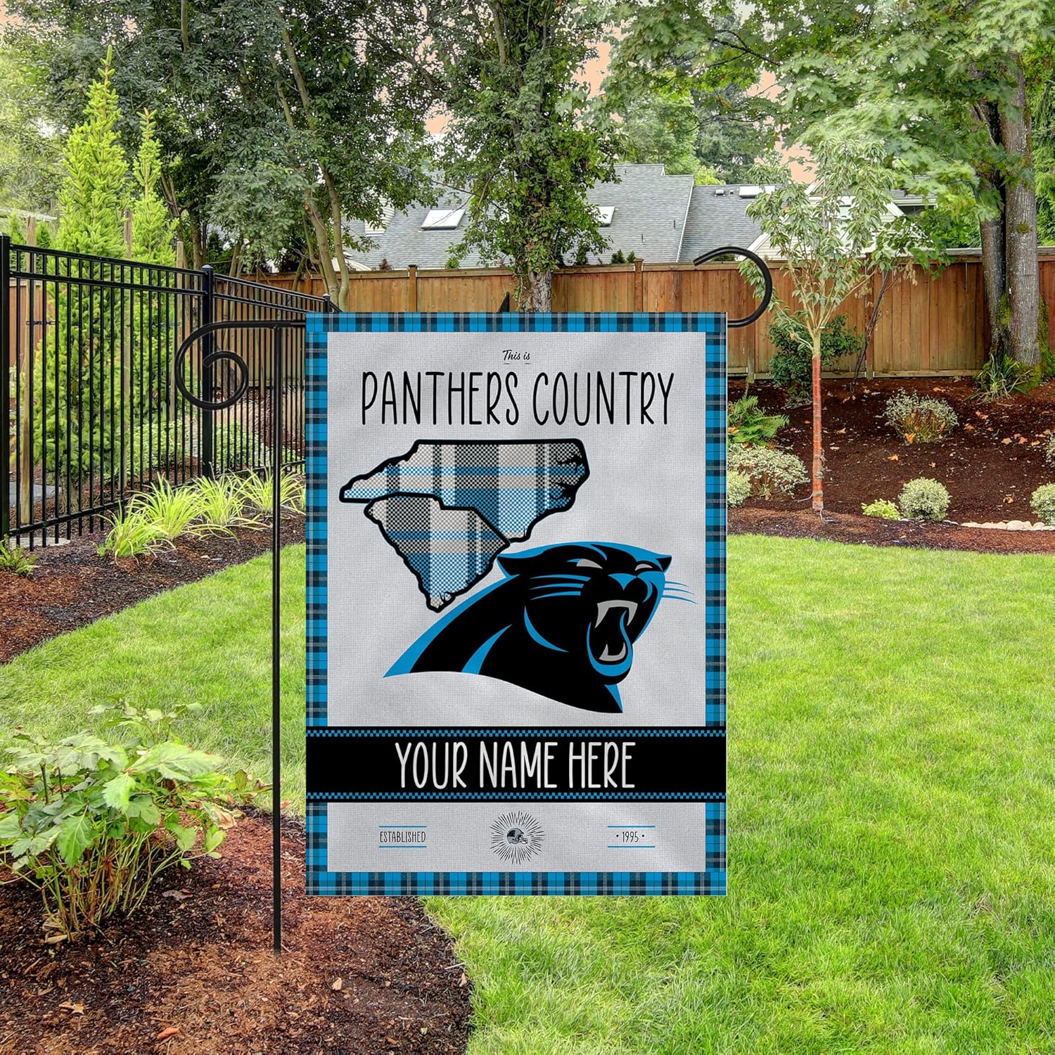 Rico Industries NFL Football Plaid/Hash Tag/This is Country Personalized 13" x 18" Double Sided Garden Flag