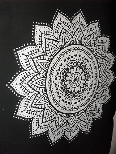 Vista 4 de Traditional Jaipur Adhesivo de pared de mandala indio blanco y negro, decoración de pared india, tapices hippies, bohemio para colgar en la pared