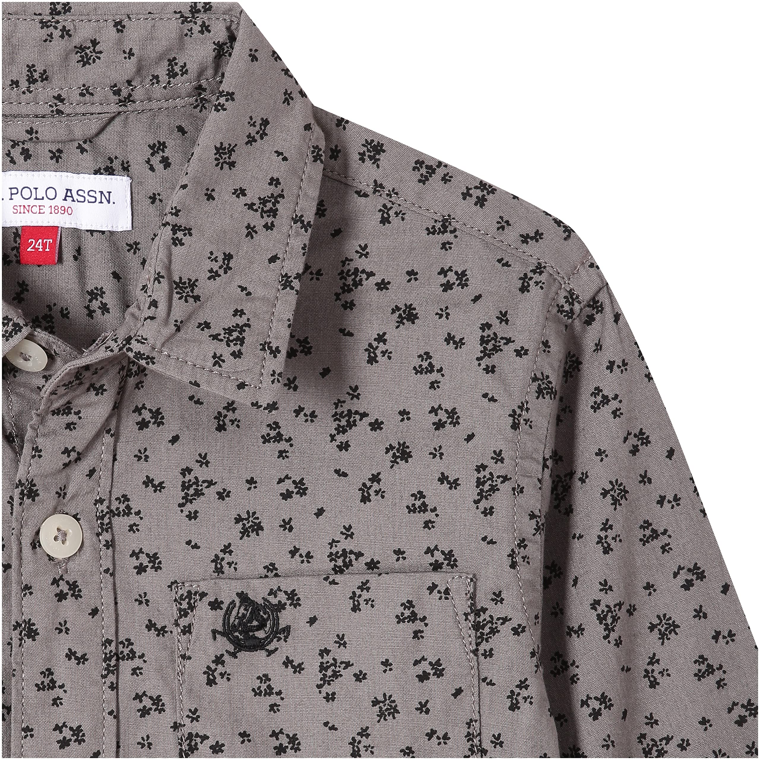 U.S. POLO ASSN. Baby_Boys Cotton Solid Regular Shirt (UKSHTON0094_ME. Grey 12T) 18-24 M 1
