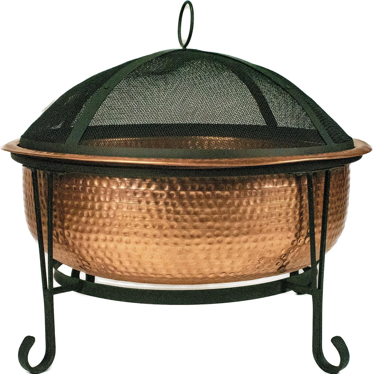 Global Outdoors 26 Genuine Copper Fire Pit with Screen, Cover and Safety Poker
