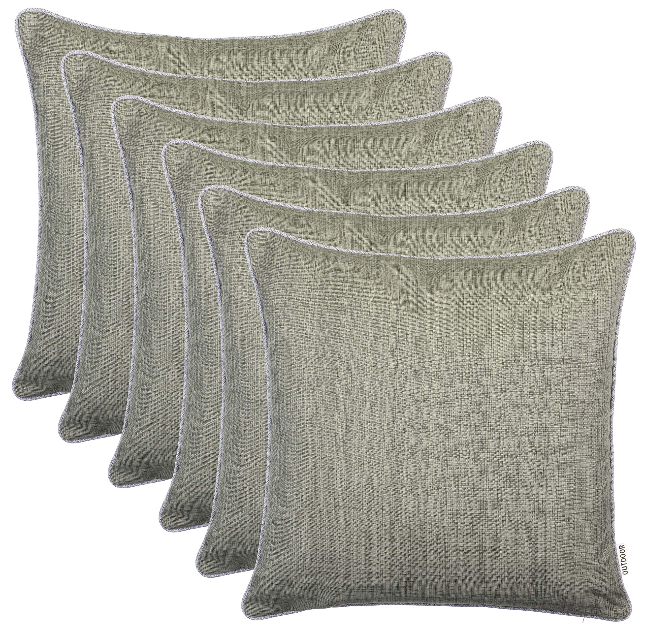 Juego de 6 Fundas de Cojín exterior Brandsseller 45x45 cm – Decorativas, impermeables, en tejido de Lino y Cremallera – Resistentes a la intemperie para Jardín, Terraza, Balcón y Sofá – Taupe