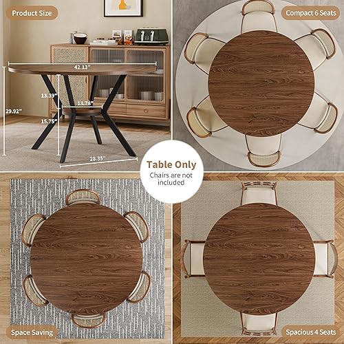 Miniatura 5 de Mesa de comedor redonda de 42 pulgadas para 4, mesa de cocina de granja con almacenamiento, mesa de comedor circular que ahorra espacio, mesas de