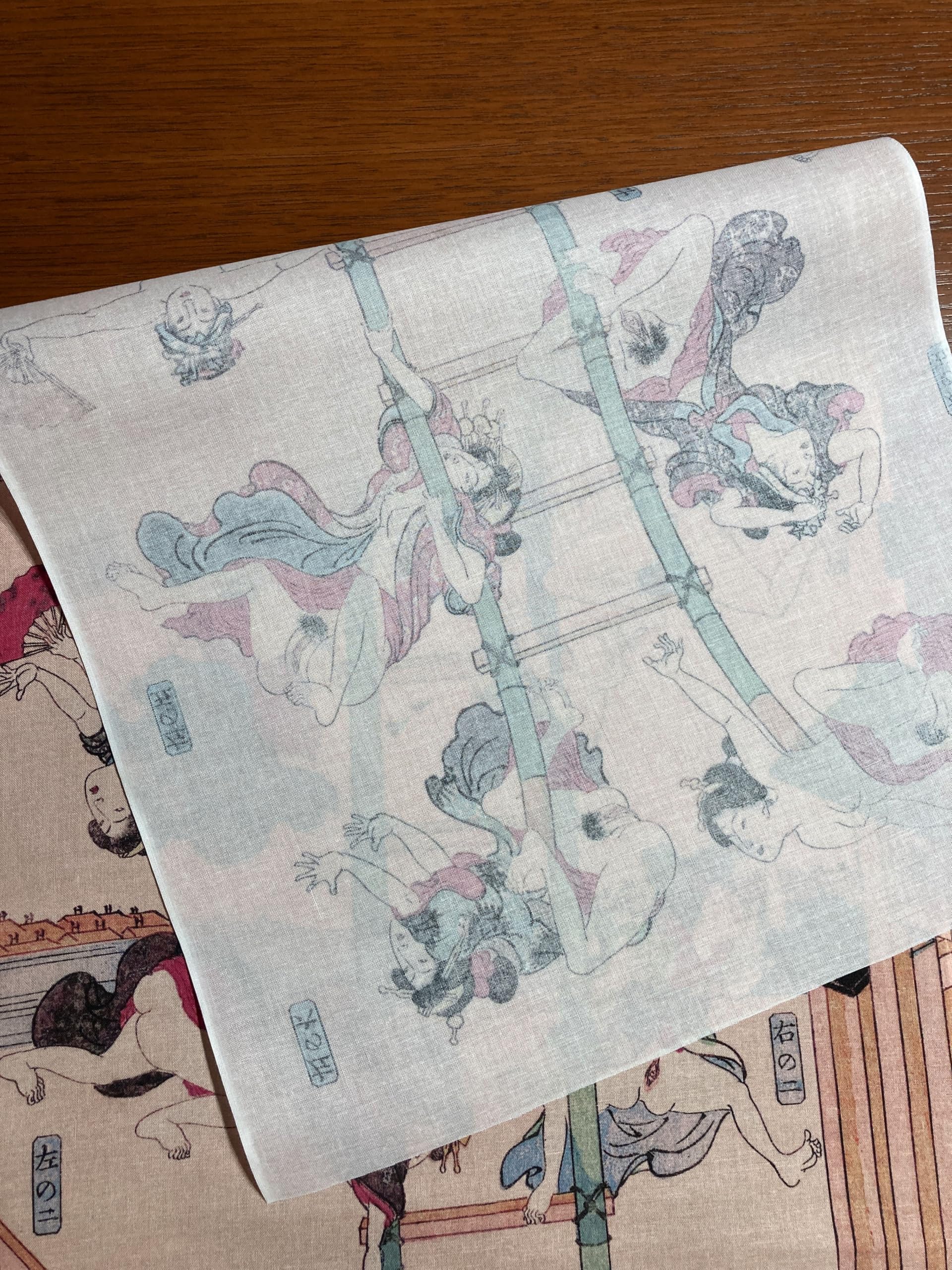 Amazon｜古今東西 浮世絵 春画 手ぬぐい 歌川国芳 はしご｜手ぬぐい