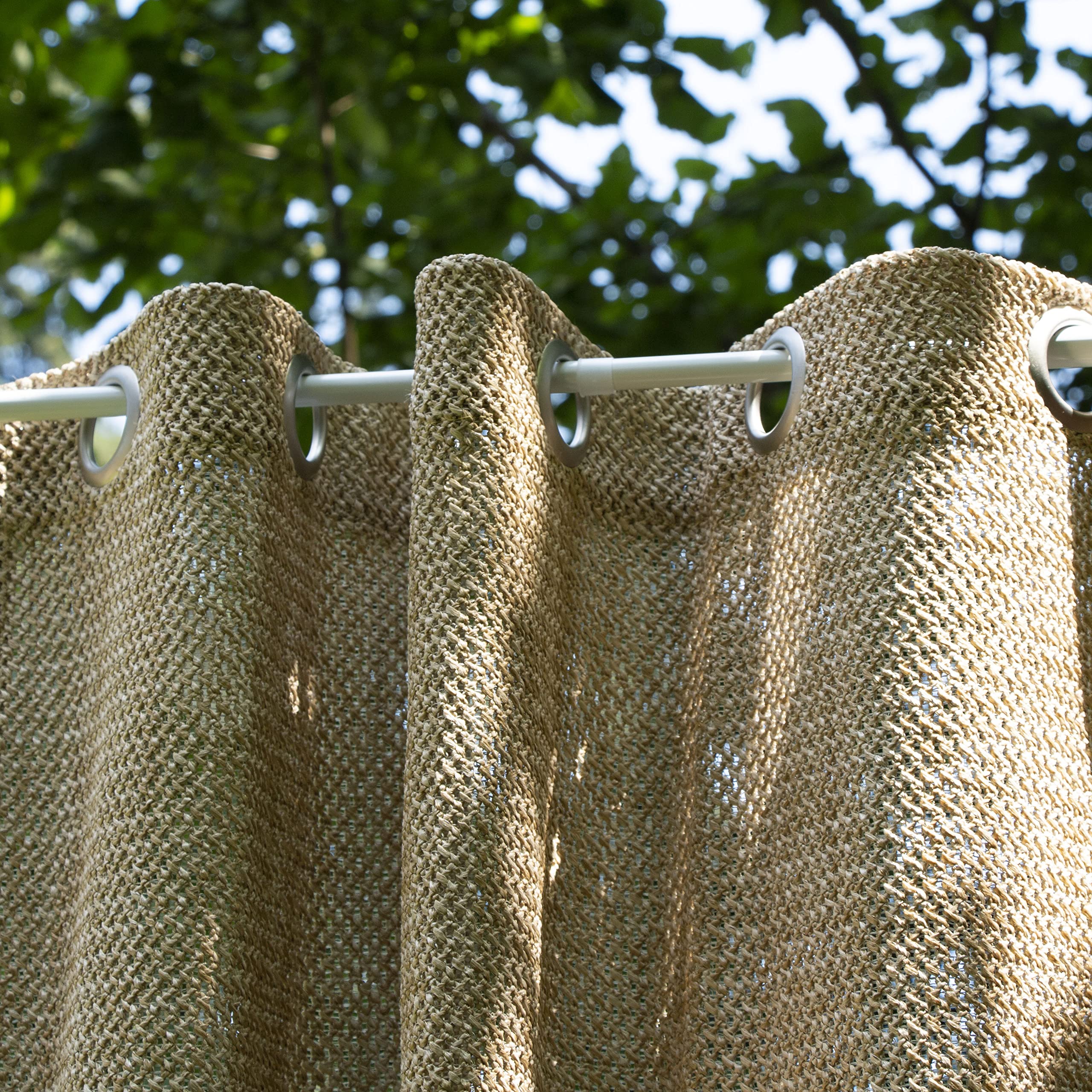 Baytown® Patio Outdoor Curtains Waterproof W 38in x L 84in - Grommet Backyard Curtains Jute Drapes for Outdoor Porch Balcony Shade Pergola Cabana Gazebo (Burlap Beige, 2 Panels)