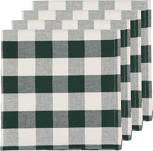 Now Designs Second Spin Spruce Buffalo, 85% algodón reciclado, 15% poliéster reciclado, 20 x 20 pulgadas, juego de 4