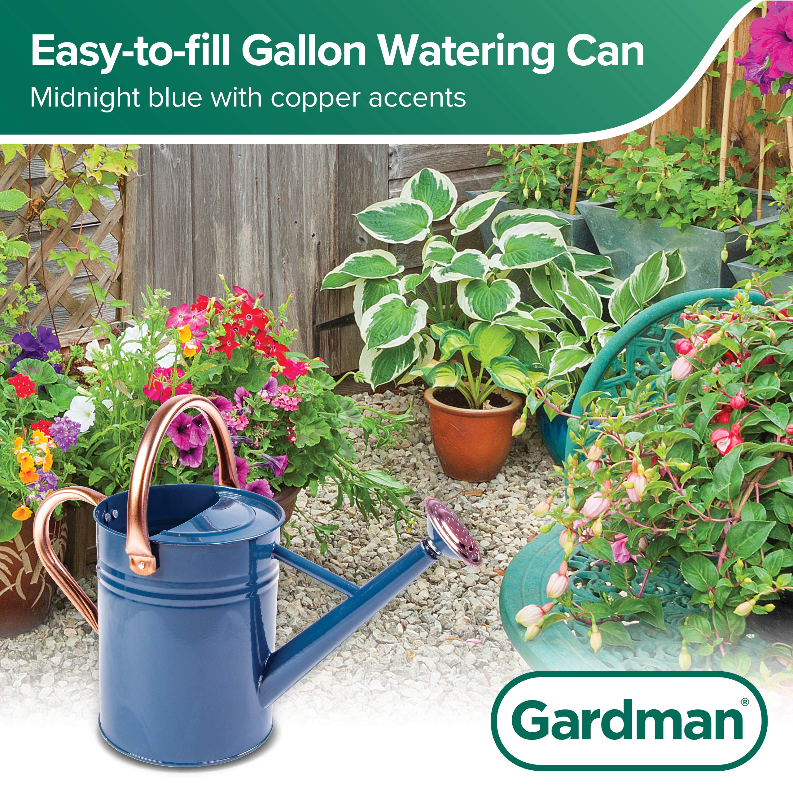 Gardman Bright Classic Gießkanne R34896 mit Kupferakzenten, Mitternachtsblau