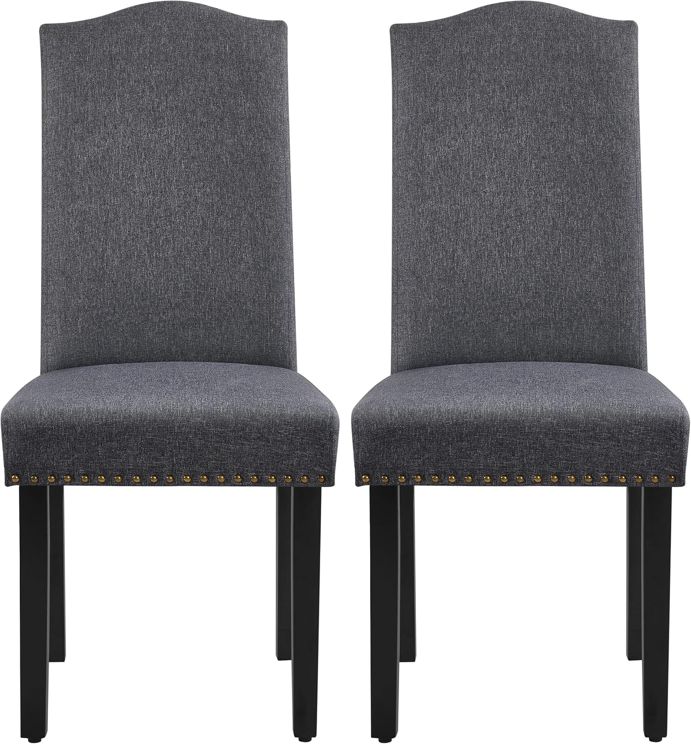 Yaheetech Dining Chairs with Rubber Wood Legs and Non-Woven Fabric Armless Chairs for Kitchen Living Room Hotel Weeding Lounge Reception, Set of 2, Dark Gray