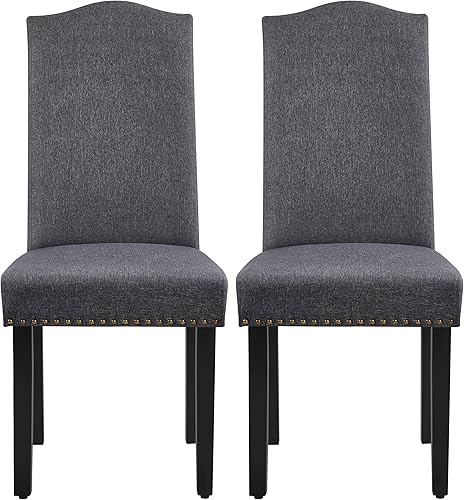 Yaheetech Sillas de comedor con patas de madera de goma y sillas sin brazos de tela no tejida para cocina, sala de estar, hotel, sala de estar,