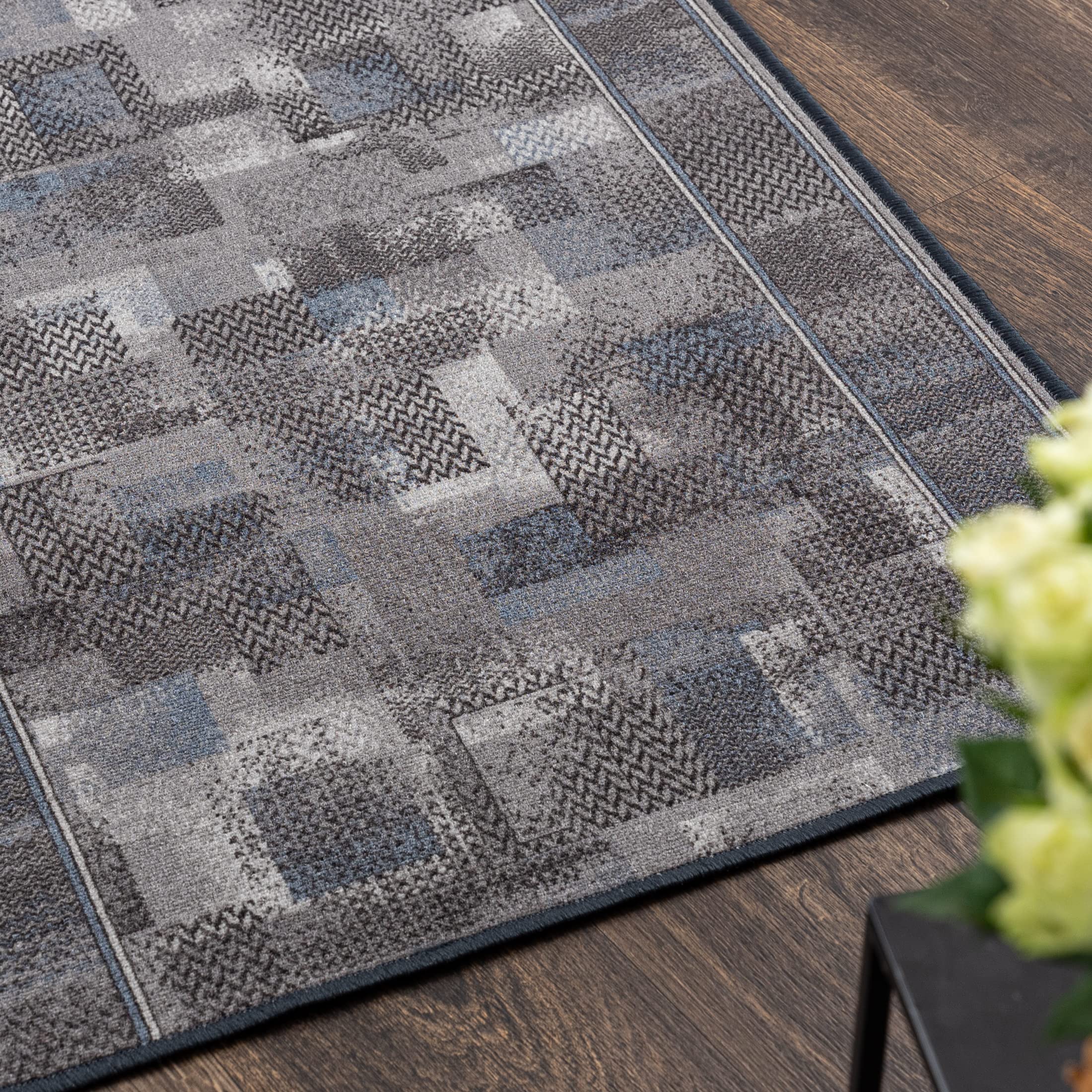 Mazovia Alfombra de Pasillo Larga - Alfombra Antideslizante Moderno Motivo Geométrico - Pelo Corto - Alfombras de Pasillo por Metros - Alfombras para Pasillos Largos - Gris - 67 x 150 cm