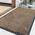 Smiry Front Door Mat Outside Entrance, Heavy Duty Natural Rubber Doormat, Trap Dirt and Moisture Easy Clean Low Profile Patio Porch Welcome Floor Mats for Entry, 59x35 Inch, Beige