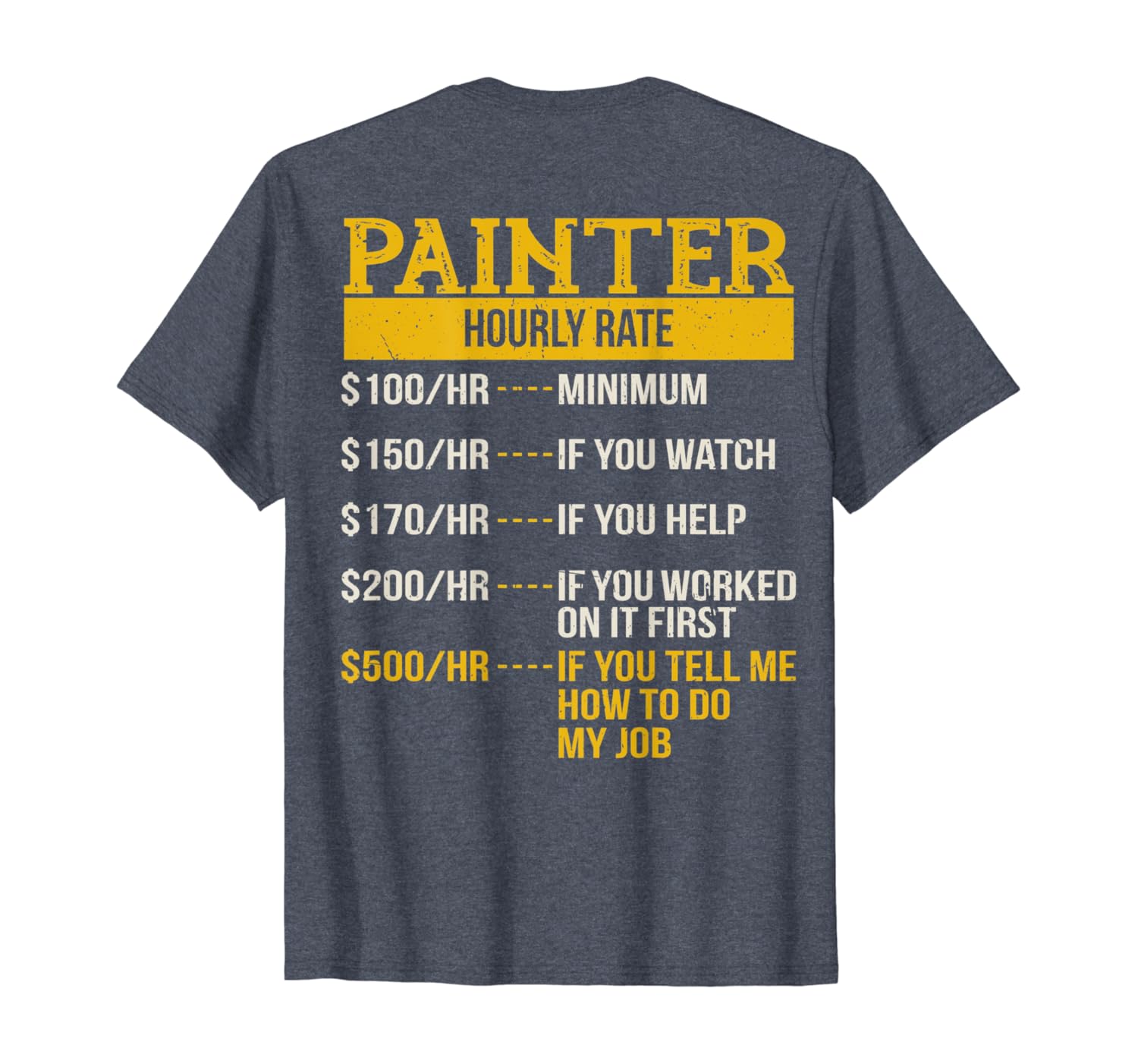Amazon Com Hourly Rate Shirt For Painters Decorators Handyman