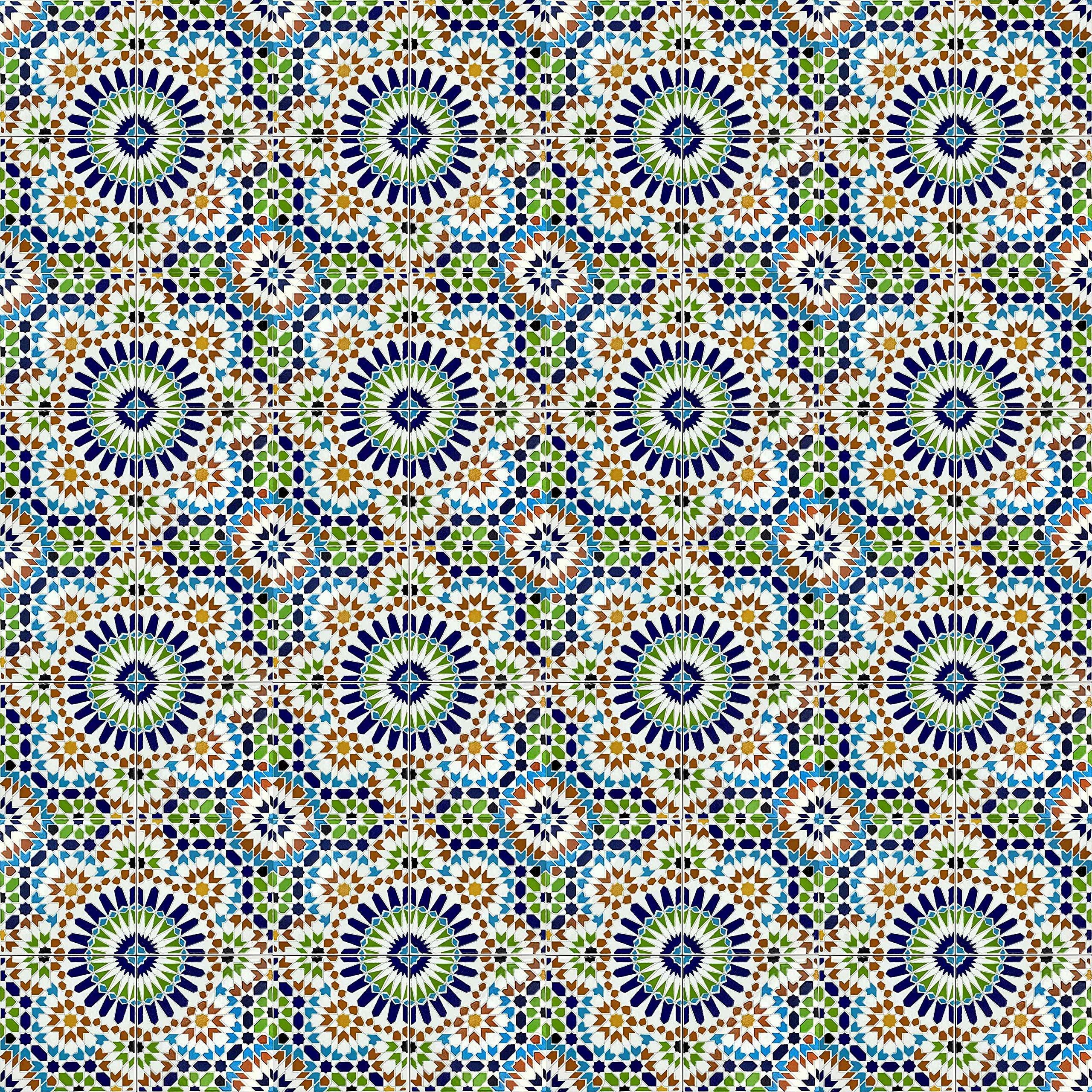 Cerames Azulejos de Cerámica Marroquí Fara - Azulejos de mosaico Marroquí para baño, cocina, sala de estar, ducha, debajo de las escaleras | Azulejos marroquíes en estilo oriental 20x20 cm