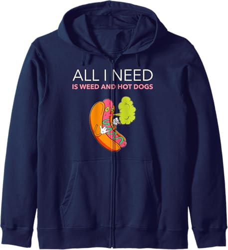 Miniatura 3 de Funny Weed Smoking Hot Dog Tee Gifts Marihuana Pot Fast Food Zip Hoodie