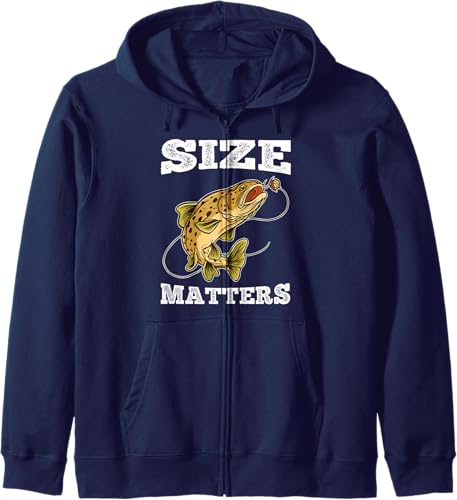 Miniatura 4 de Size Matters Funny Fishing Fisherman Zip Hoodie