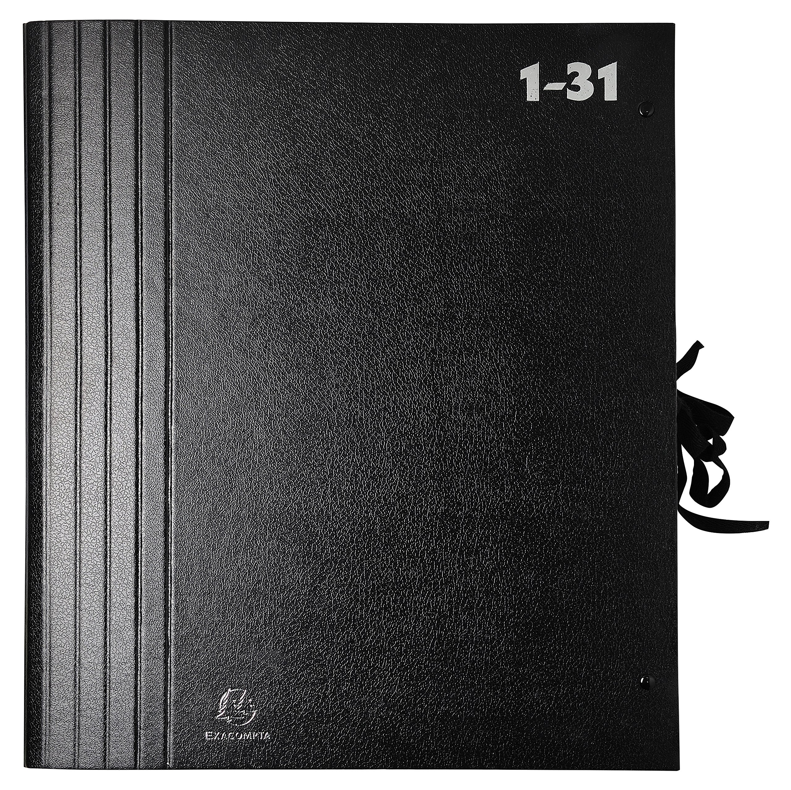 Exacompta - Réf. 61650B - 1 trieur accordéon grande capacité - intérieur en carte recyclée - fermeture par ruban - 32 compartiments numériques de 1 à 31 - dim 38,5x24 cm - pour A4 - couleur noir