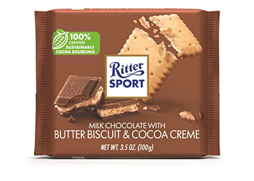 Ritter Sport Milk Chocolate with Butter Biscuit, 3.5 Ounce Bar, 11 Pack 100% certified Sustainble Cocoa