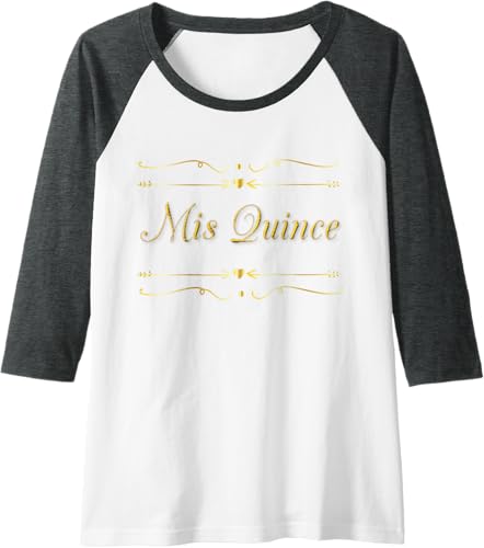 Miniatura 10 de Mis Quince Quinceanera 15 Celebración Regalo Raglan Camiseta de béisbol, Negro -