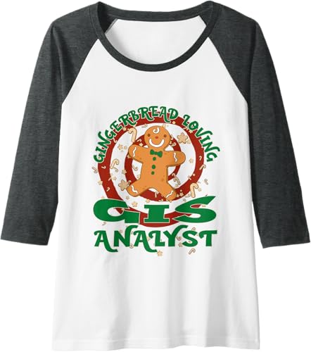 Miniatura 9 de GIS Analyst Job Gingerbread Funny Xmas Raglan Baseball Tee