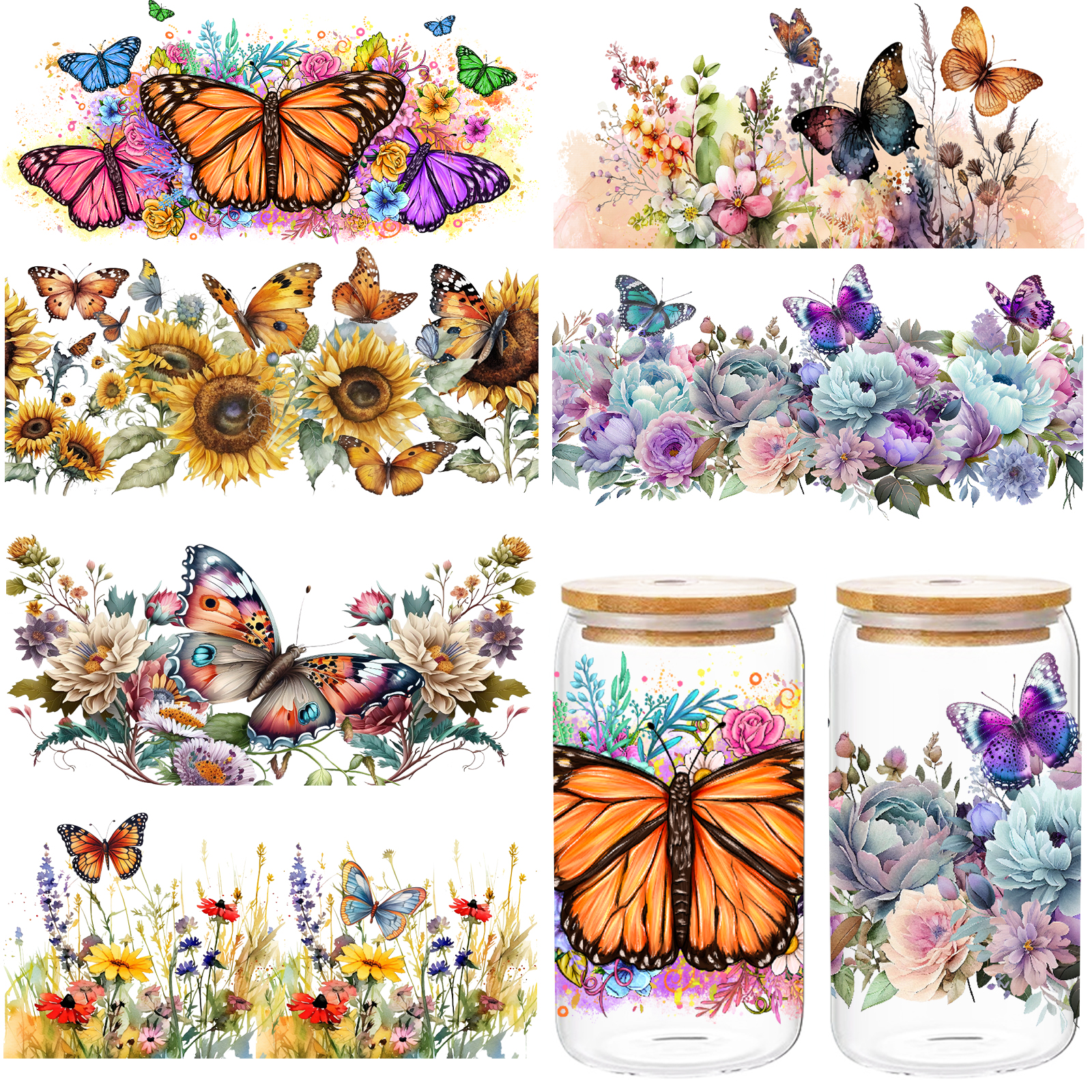 MEECHAU 4 Envolturas De Vaso UV DTF Para Vidrio De 16 Onzas, Lindas Calcomanías De Transferencia De Carton Para Vasos Calcomanias Impermeables Para