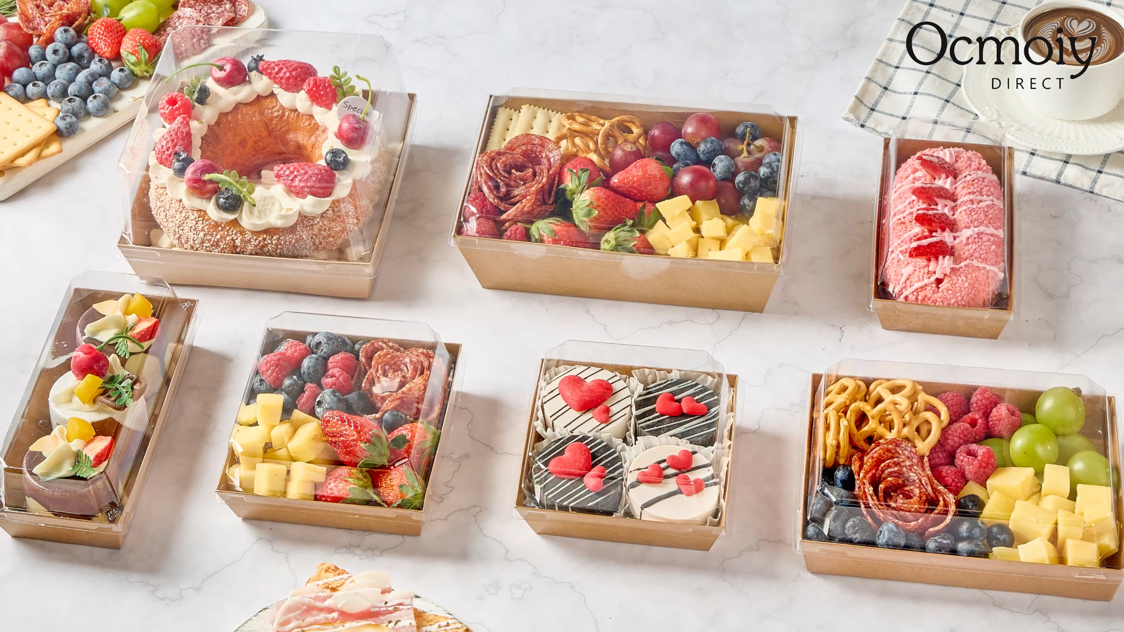 50-Pack Small Charcuterie Boxes With Clear Lids - Disposable 4" Dessert & Snack Boxes