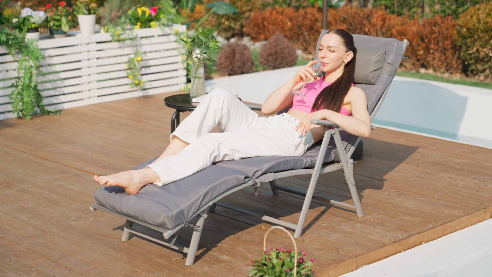 Outsunny Bain De Soleil Transat Pliable Dossier Réglable - Gris Confortable Pour Jardin Et Plage