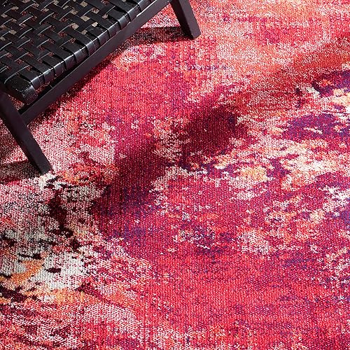 Miniatura 7 de SAFAVIEH Madison Collection - Alfombra decorativa de 4 x 6 pies, color rojo y marfil, diseño abstracto bohemio moderno, no desprende pelusa y de