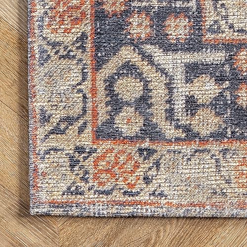 Miniatura 7 de nuLOOM Esmeralda - Alfombra envejecida de medallón, 8 x 10 pies, color naranja