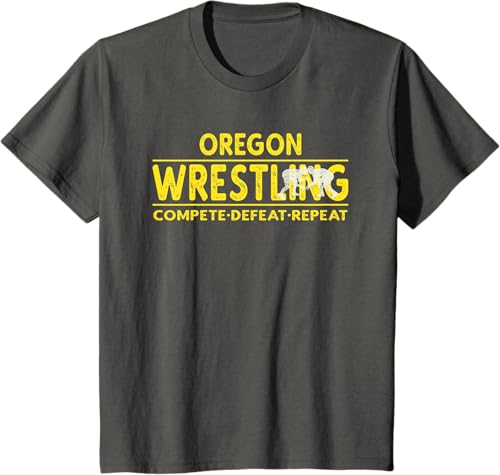 Miniatura 31 de Oregon Wrestling - Compete, Defeat, Repeat T-Shirt Negro,Azul Marino,Asfalto,Blanco,Azul Pastel,Arándano,Rojo,Verde Bosque,Verde Kelly,Verde