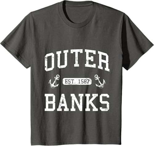 Miniatura 17 de Outer Banks NC North Carolina T-Shirt Black,Navy Blue,Asphalt Grey,Dark Heather Grey,Royal Blue