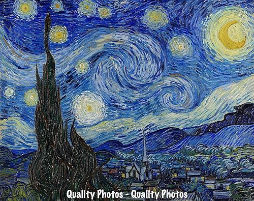 Goods Galore Noche estrellada 8.5x11 Impresión fotográfica clásica Vincent Van Gogh 1889 Pintura Impresionista