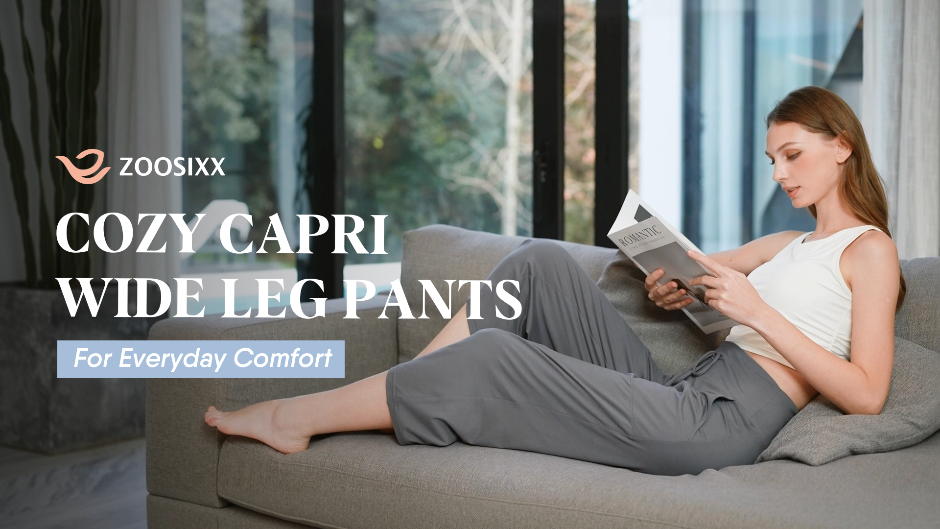 ZOOSIXX Capri Pants for Women - Palazzo Pants Casual Wide Leg