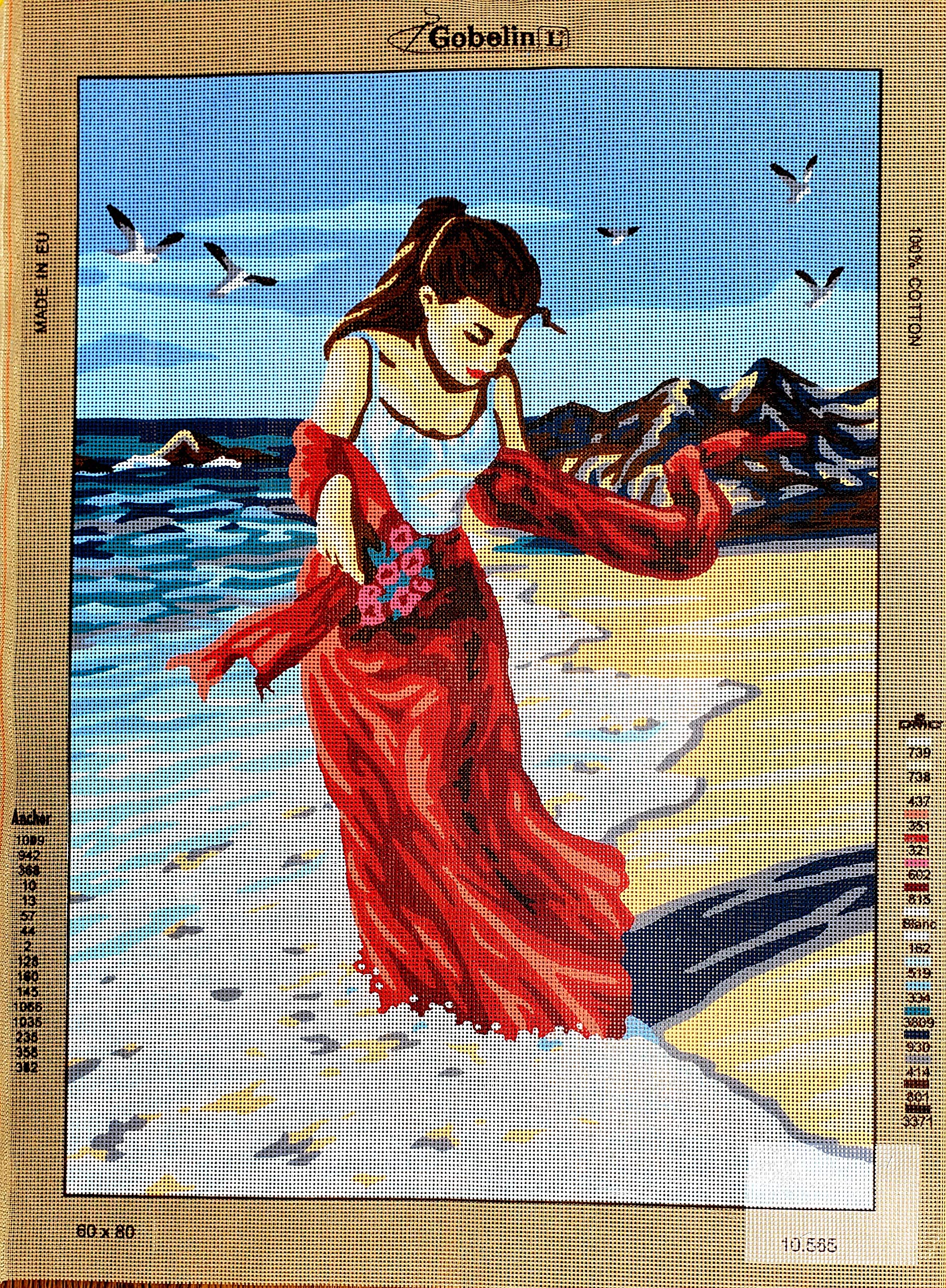 GOBELIN L - Kit per ricamo a punto croce su tela dipinta a punto croce, motivo: Gobelin, giovane donna, 61 x 76 cm, 10,565