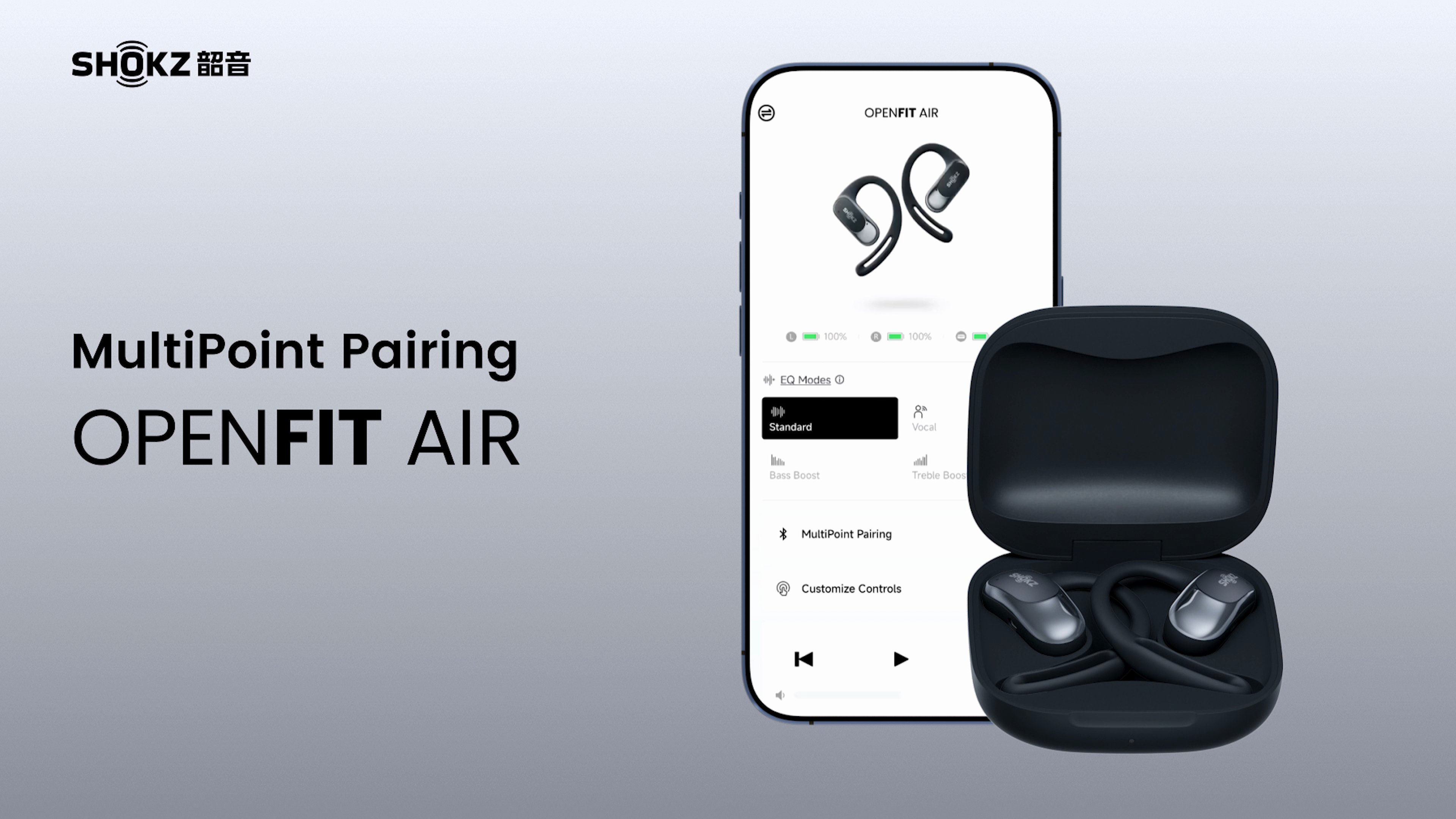 shokz ショックス OPENFIT AIR black Shop Shokz OpenFit Air - Wireless Clip-On Headphones