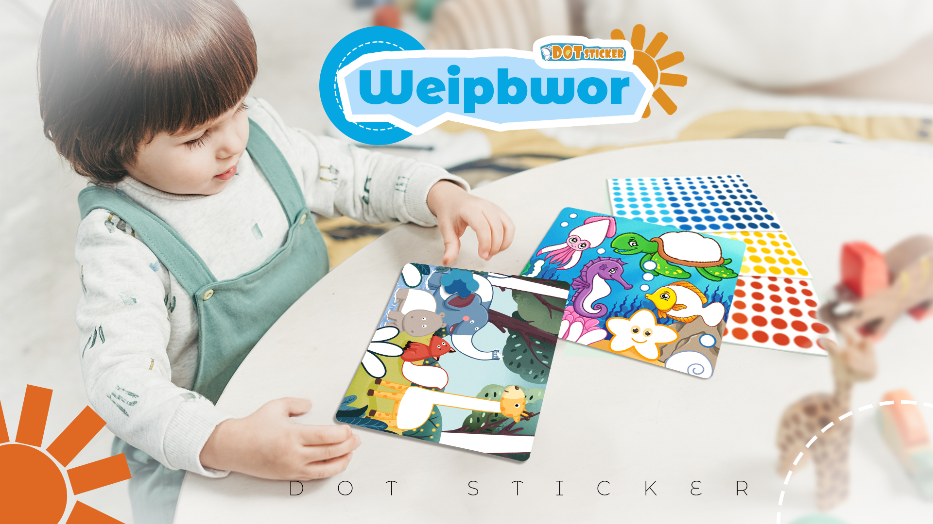 Weipbwor Punkt Aufkleber Set Für Kinder - 12 Themen, No-mess Malen Mit Delfin, Panda & Meerestieren